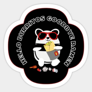 Hello Burritos Crazy Panda By Abby Anime(c)(Blk) Sticker